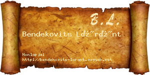 Bendekovits Lóránt névjegykártya
